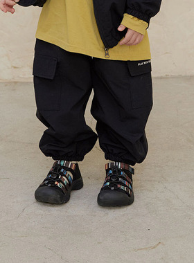 儿童字母口袋工装收口裤 NAVI韩国童装代购26春中大男女童长裤003