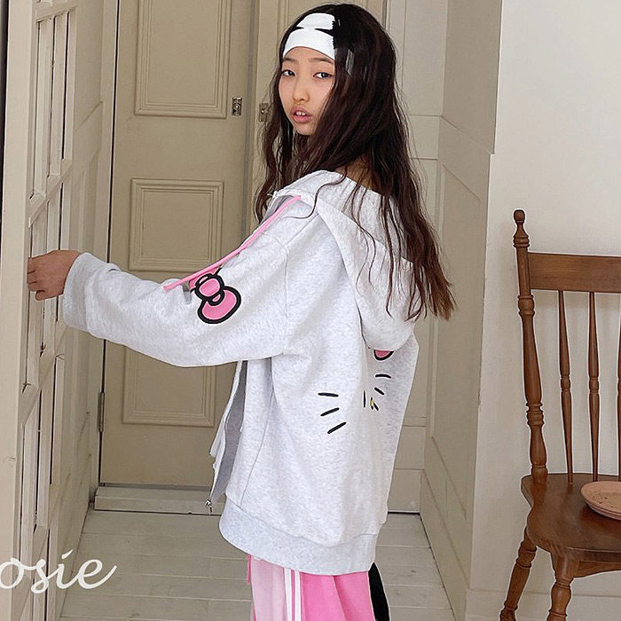 猫咪中长款连帽外套 LOVEROSIE韩国代购童装26春款中大童女童947