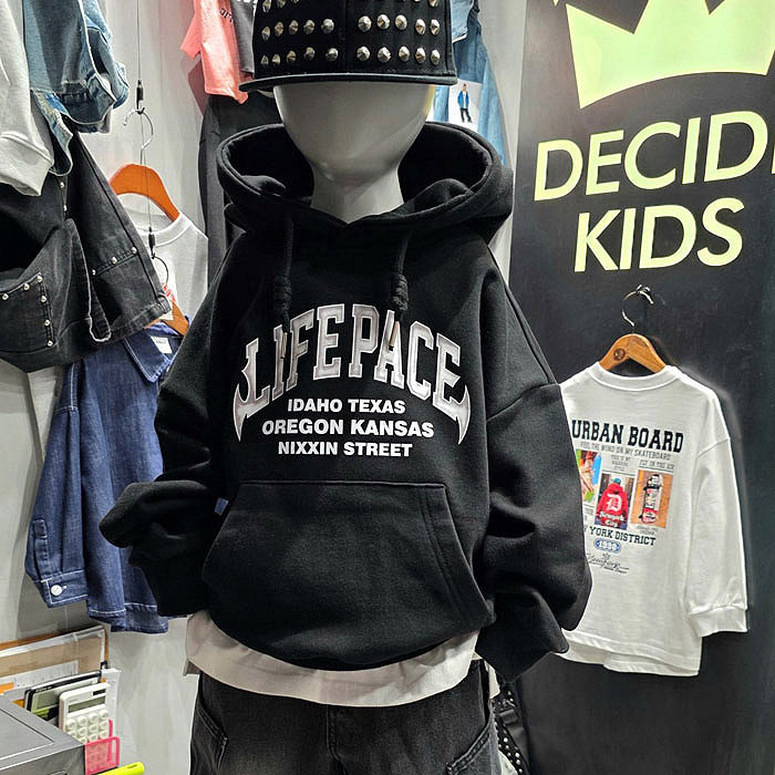 儿童宽松字母连帽卫衣 Decide韩国进口童装25秋冬款中大男女童921