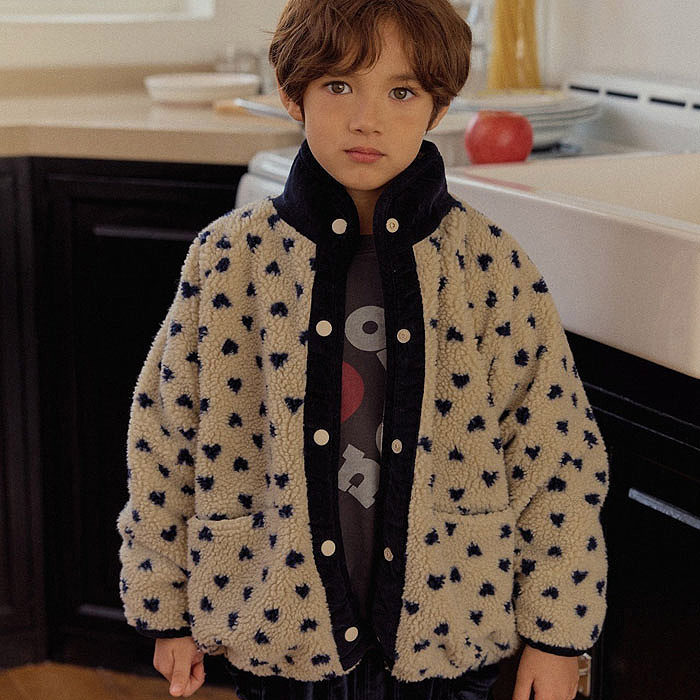 儿童毛绒爱心花朵外套 HANS韩国代购进口童装25冬款中大男女童671