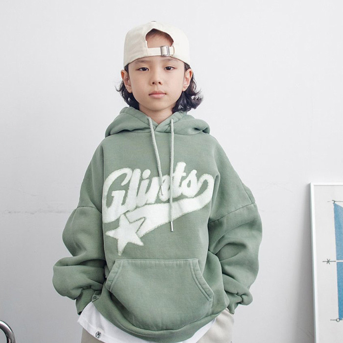 儿童字母星星加绒连帽卫衣AME韩国南大门童装25冬款中大男女童508