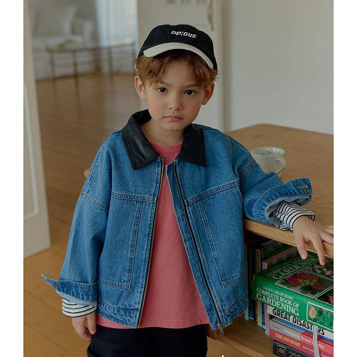 男童时尚翻领拉链牛仔衣 ccommaj韩国代购童装26春款儿童外套512