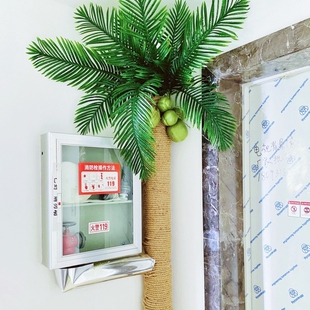 包室内外下水管道遮挡装饰美化排水消防管仿真椰子树叶假包装材料