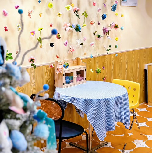 网红打卡仿真花帘瀑布背景装饰