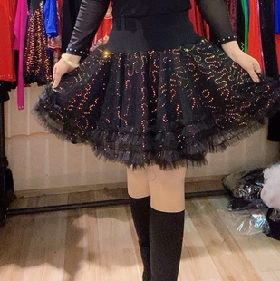 黑色跳舞裙子新款摩登舞半身裙新款交际舞蹈裙
