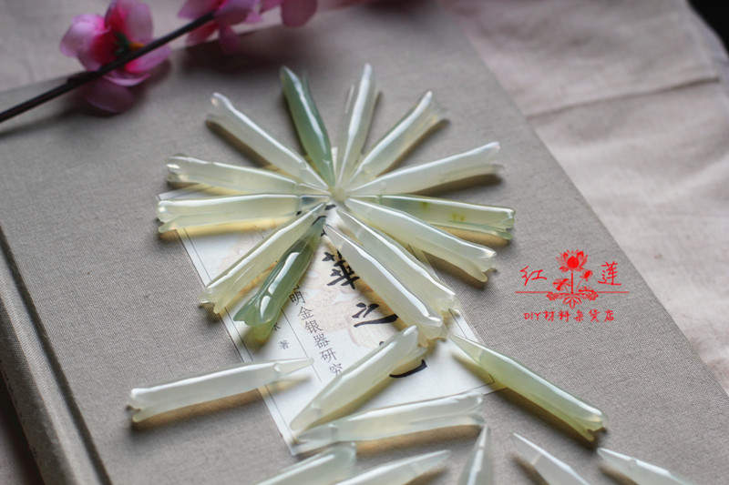 天然石头簪头步步惊心若曦岫玉木兰花发簪半成品diy配件簪头材料