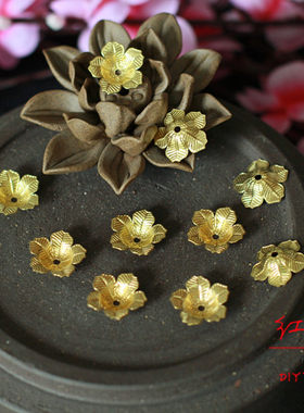 diy纯铜发簪手工饰品花托