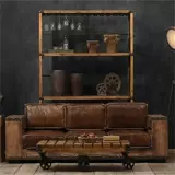 Ретро кофейный диван из натурального дерева, в американском стиле