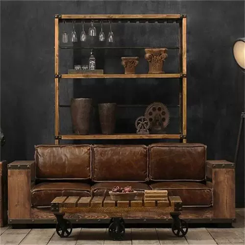 Американский диван ретро железный сплошной древесина