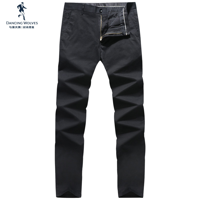 【纯棉透气】与狼共舞休闲裤男士2025秋季新款百搭舒适直筒长裤子
