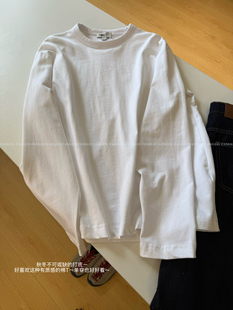 c*思！肌理柔棉～极简主义宽松慵懒松弛感过臀长袖T恤白T包邮
