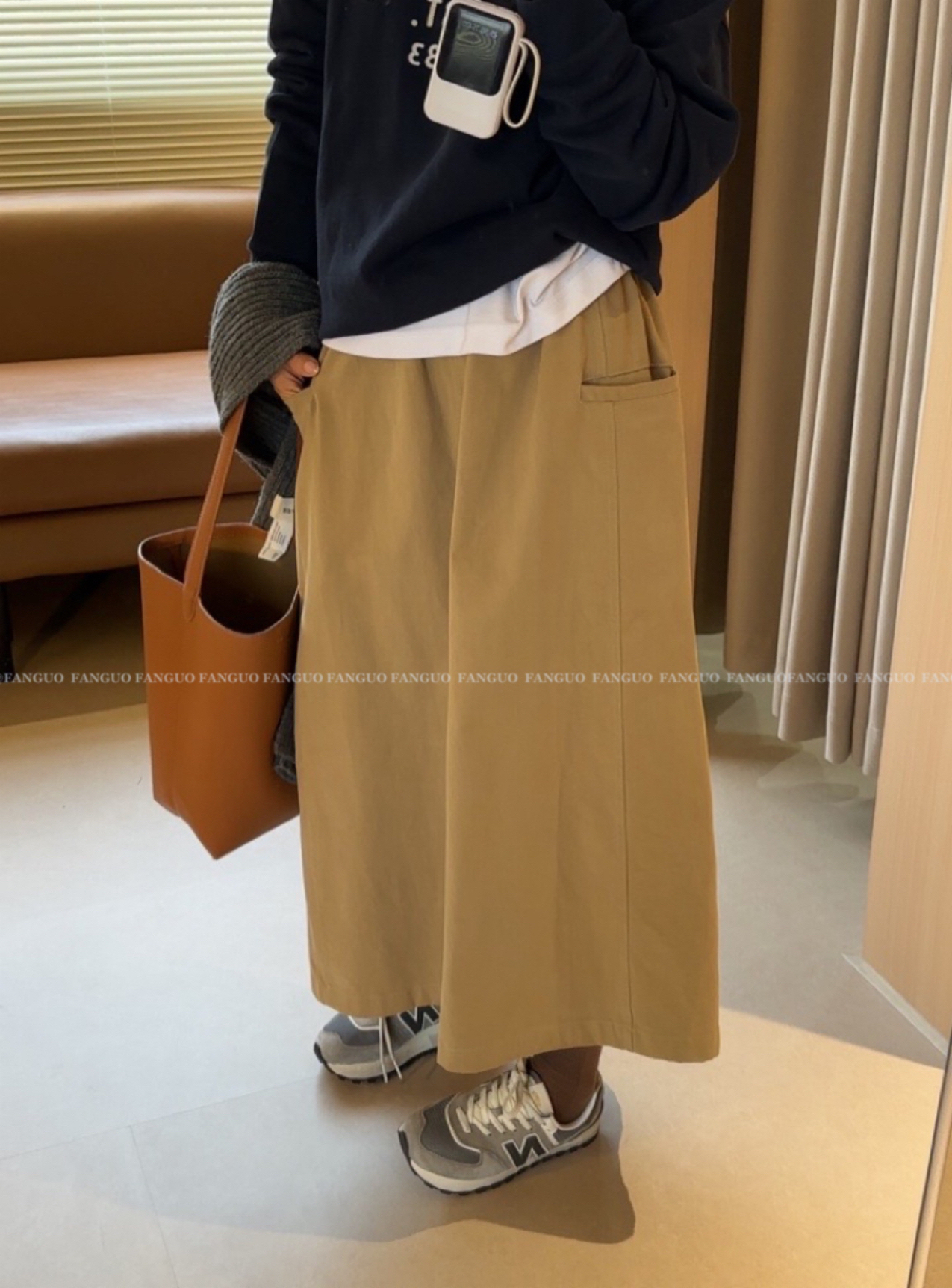 韩国steta*nt 原厂 口袋设计立体挺括全棉花苞裙日系半身裙女秋冬