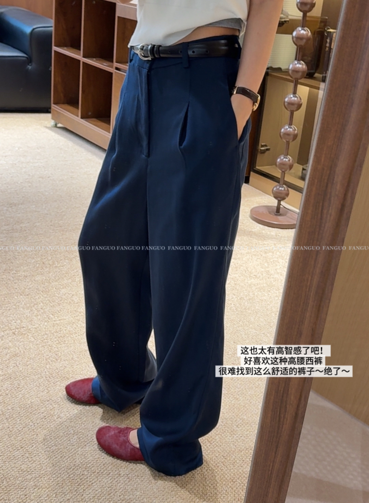 【不经意松弛高级老钱风！】垂坠冰感天丝褶皱显瘦直筒西裤女休闲