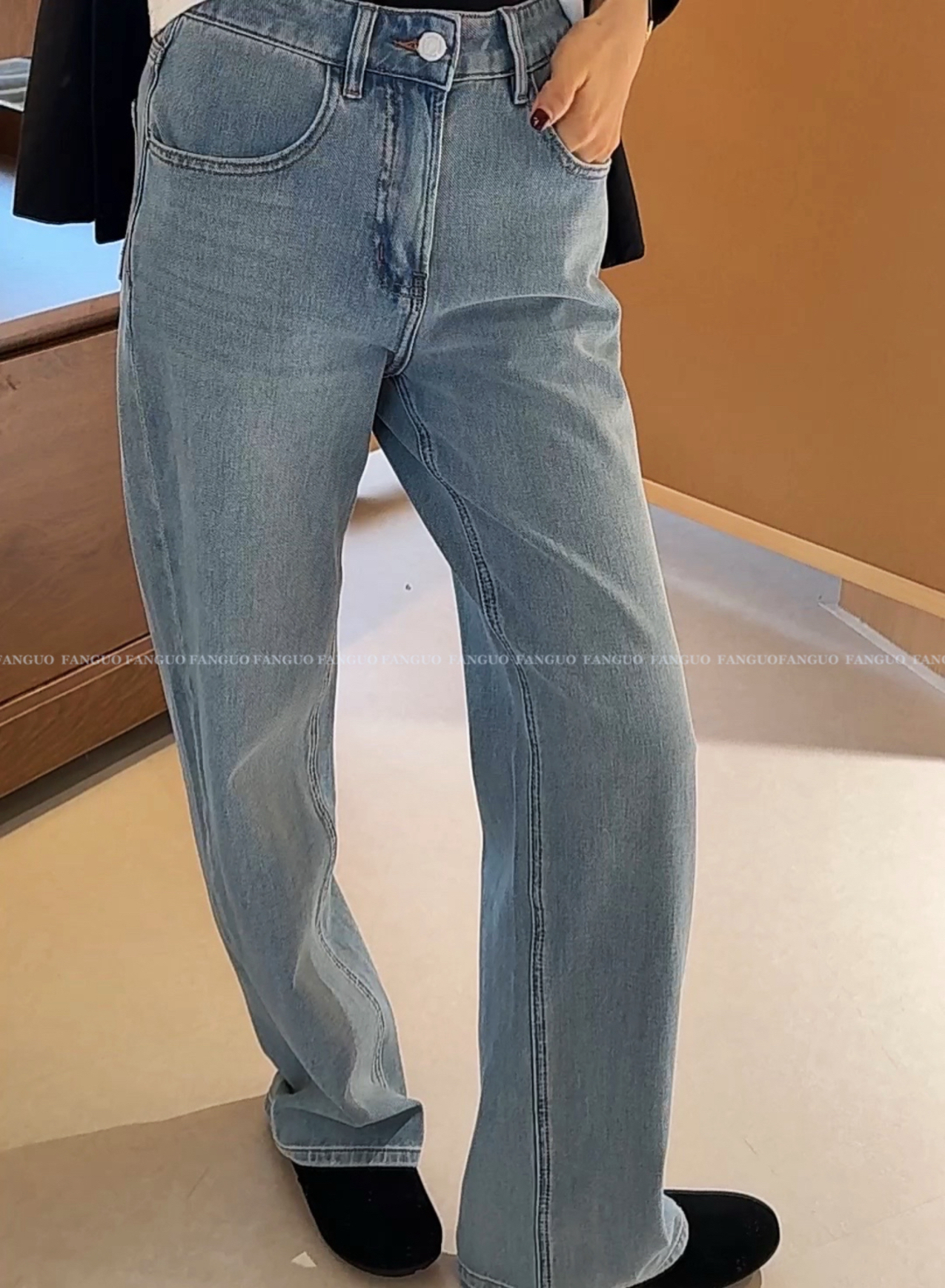 【毫无束缚】巨柔软 水洗浅蓝 显瘦弹力直筒牛仔裤烟管裤女