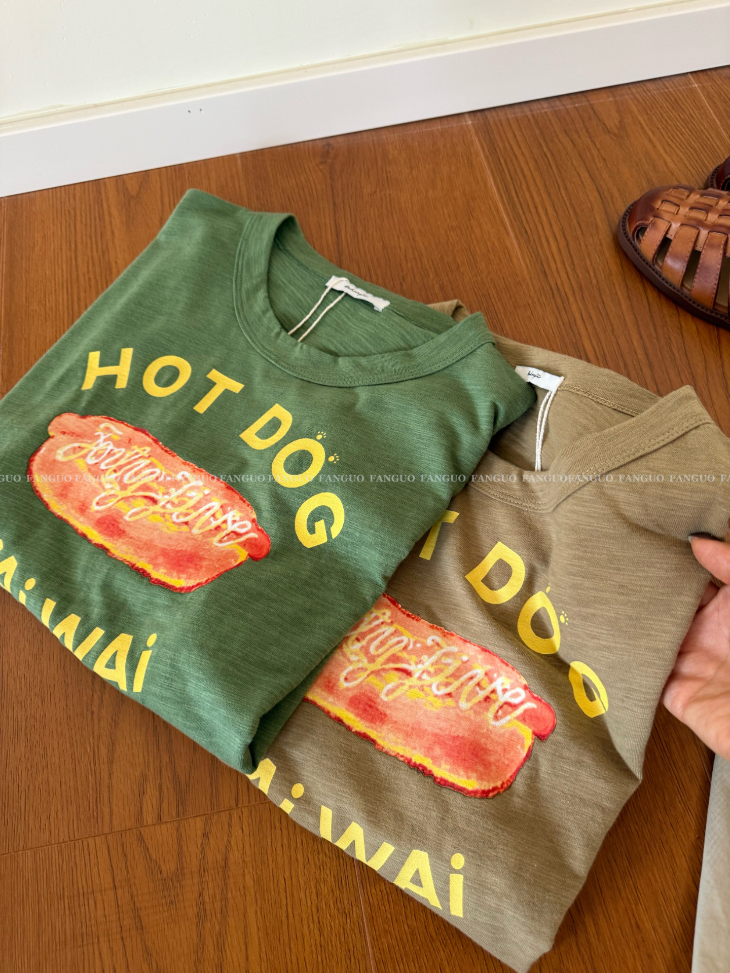 【蛋家】hot dog苔藓绿！ins复古竹节棉热狗T恤短袖女包邮