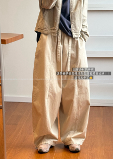 梨形福音 包邮 复古日系松紧腰全棉休闲裤 女 阔腿裤 韩国原厂