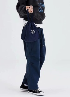 韩单 刺绣笑脸 重磅洗水挺括质感休闲工装裤 情侣款