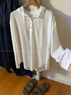 亨利衫 虚服又百搭简约休闲 竹节棉抽绳连帽长袖 T恤防晒衫 包邮