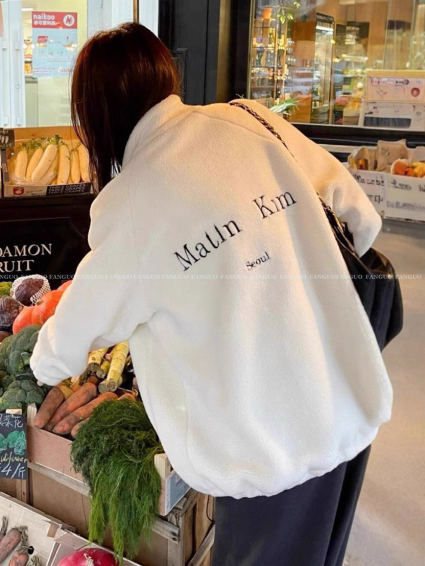 迪丽热巴同款~M*K一件过冬 刺绣logo加厚夹棉摇粒绒羊羔毛外套女