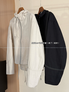 lu家 重磅原厂!老钱风 微褶棉机理短款连帽拉链防水冲锋衣外套女