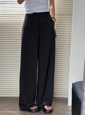 极简高级感 镰刀裤型绝了！设计感拖地黑色西裤  百搭显瘦