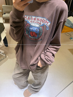 美拉德磨毛加厚西红柿宽松长袖 巨软糯 T恤女 韩国a