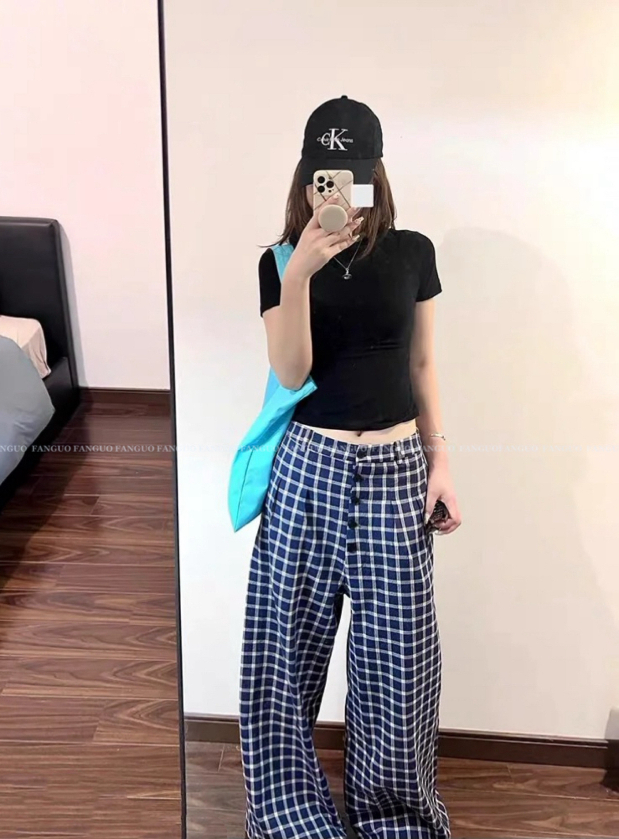 赵露思同款！巨显瘦 洋气复古慵懒宽松格子裤休闲裤长裤女