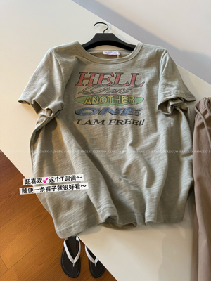 floyd 复古日系调调/ 橄榄绿 竹节棉肌理感休闲短袖T恤女包邮