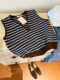 包邮 ins扣子设计条纹针织马甲女 早春叠穿法宝 ounce