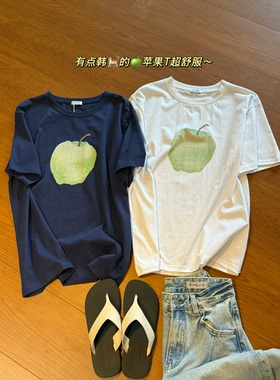 fure 清爽自在！青苹果冰感雪花棉慵懒风宽松休闲短袖T女包邮