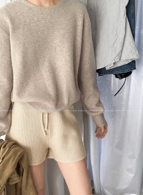 韩国Dea*est 正P 羊毛混纺 小众i*s高级高腰羊毛针织短裤女