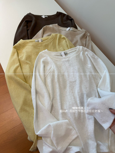 eg*好爱巨好穿！插肩袖拼接设计感竹节棉长袖T恤打底衫女包邮