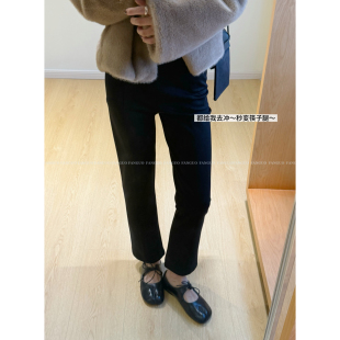 韩t*g 显瘦泪奔！松紧腰直筒铅笔休闲裤九分微喇小黑裤女包邮