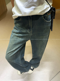 复古做旧有调性！毫无束缚！软糯弹力直筒休闲牛仔裤女