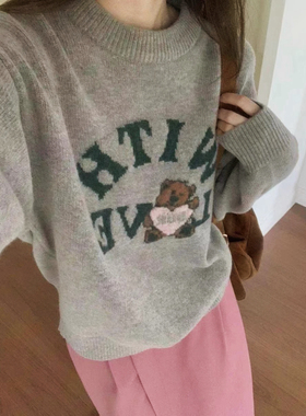 韩国ou*ent 爱心小熊毛衣女秋冬 单穿内搭都好好看！