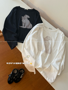 loyd。秋天很搭！慵懒风豹子印花长袖T恤女圆领内搭打底衫包邮