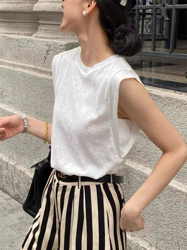韩国小众设计高级感 冰麻无袖背心褂子女夏季新款 2026春夏款新款