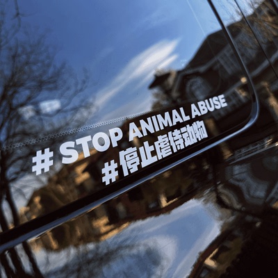 反对伤害动物车贴高级感创意风支持呼吁保护动物汽车贴纸动物保护