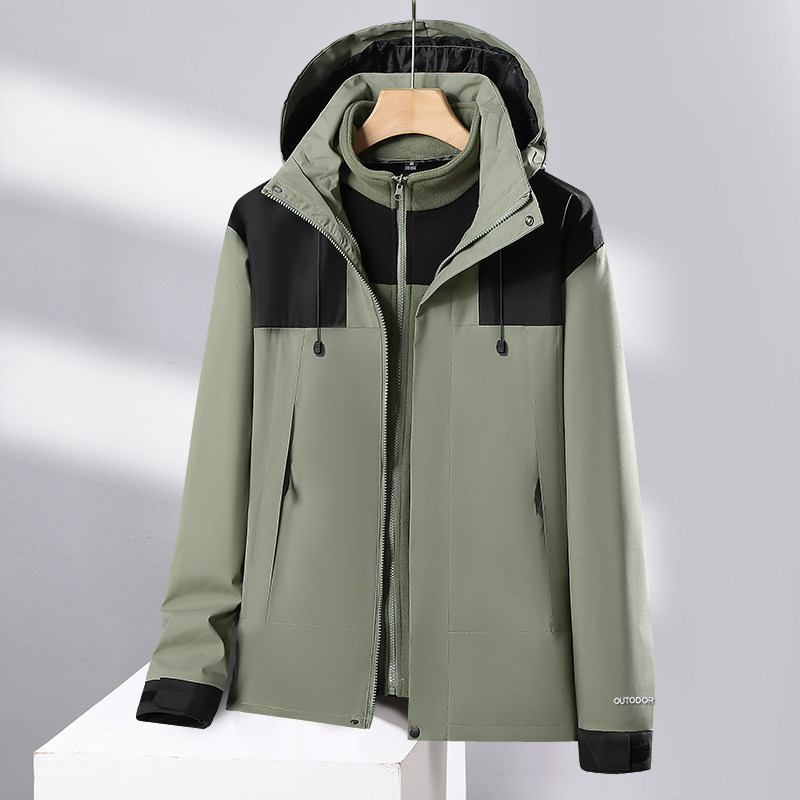 虹德齐新款情侣冲锋衣登山服三件套户外防水防风外套抓绒内胆2368