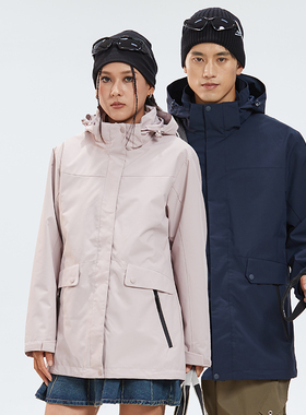 雷诺斯LAYNOS时尚防水透气三合一冲锋衣男女秋冬款保暖外套3521A