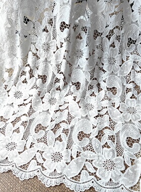 新品白色刺绣布料 宽幅124cm 袖子DIY手工材料 服装窗帘桌布面料