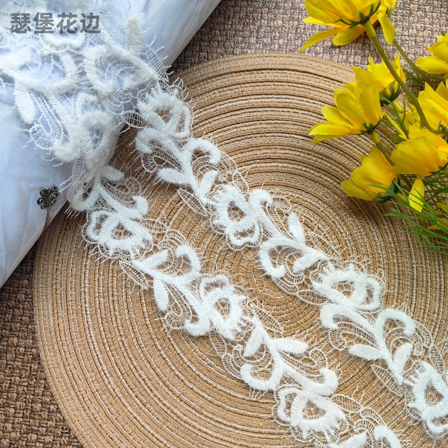 温柔风白色毛绒鱼丝线花边 5cm镂空网纱刺绣娃衣汉服袖口装饰辅料,居家布艺,花边,淘宝优惠券,粉丝福利购,淘宝优惠卷
