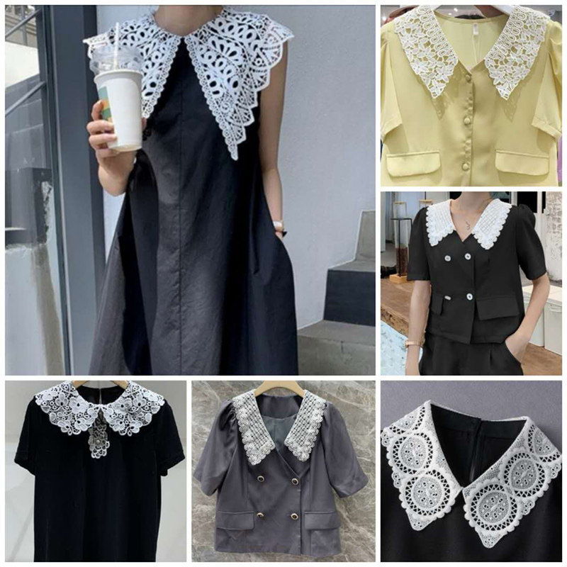 WHITE DOLL COLLAR SHIRT COLLAR DIY GARMENT HANDMADE ACCESSORIES WATER-SOLUBLE EMBROIDERY LACE TRIM LAPEL STRIPS