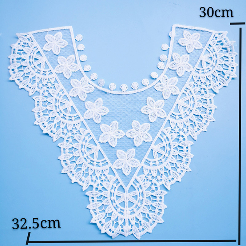 DIY CLOTHING HANDMADE ACCESSORIES COLLAR ACCESSORIES WHITE WATER-SOLUBLE EMBROIDERY LACE NECKLINE MESH FAUX COLLAR CUTOUTS