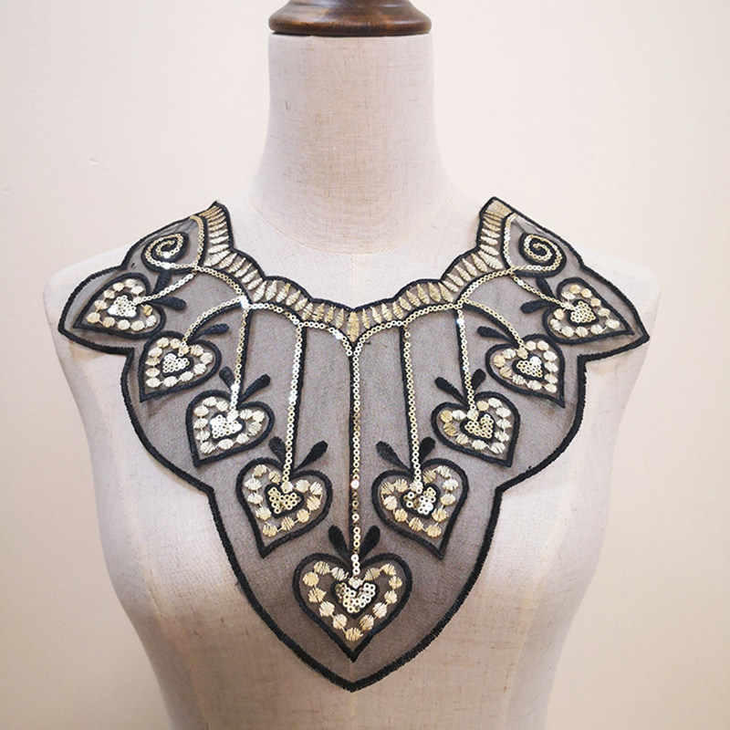 NECKLINE LACE EMBROIDERY COLLAR SEQUIN EMBROIDERY DIY GARMENTS HANDMADE ACCESSORIES RED MESH GREEN FALSE COLLAR