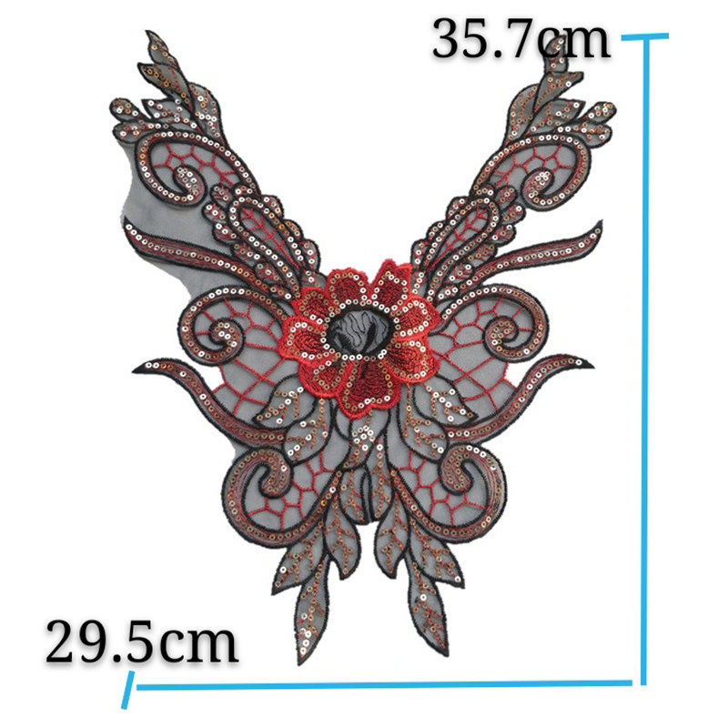NECKLINE LACE EMBROIDERY COLLAR SEQUIN EMBROIDERY DIY GARMENTS HANDMADE ACCESSORIES RED MESH GREEN FALSE COLLAR