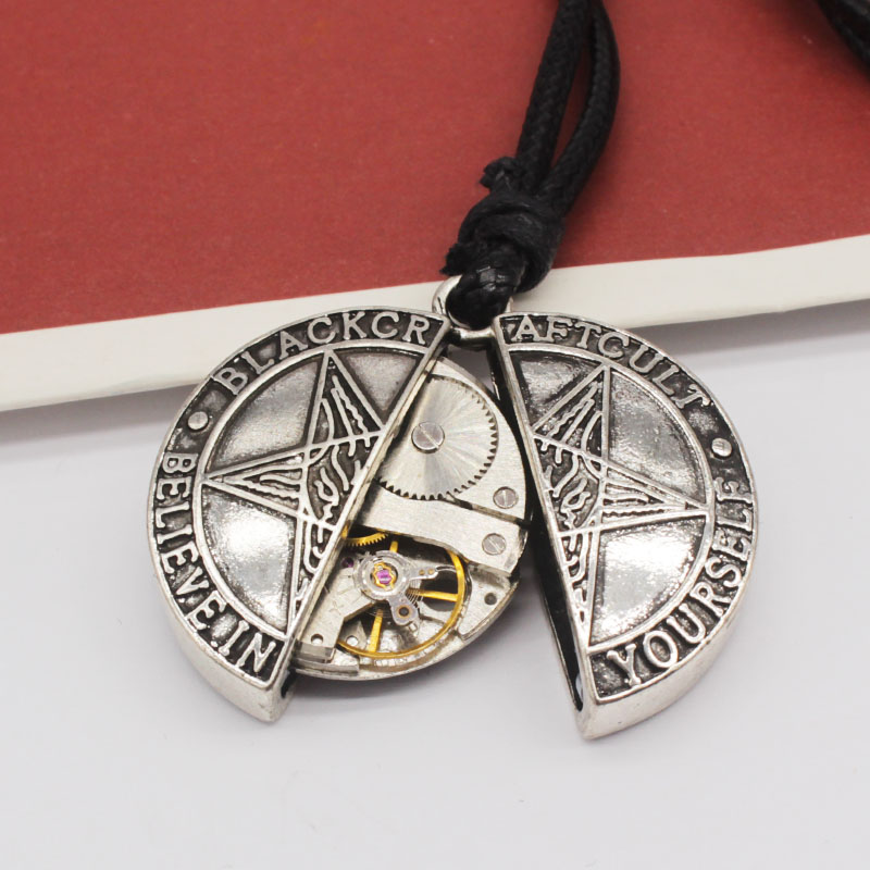 包邮原创风蒸汽五芒星花纹项链