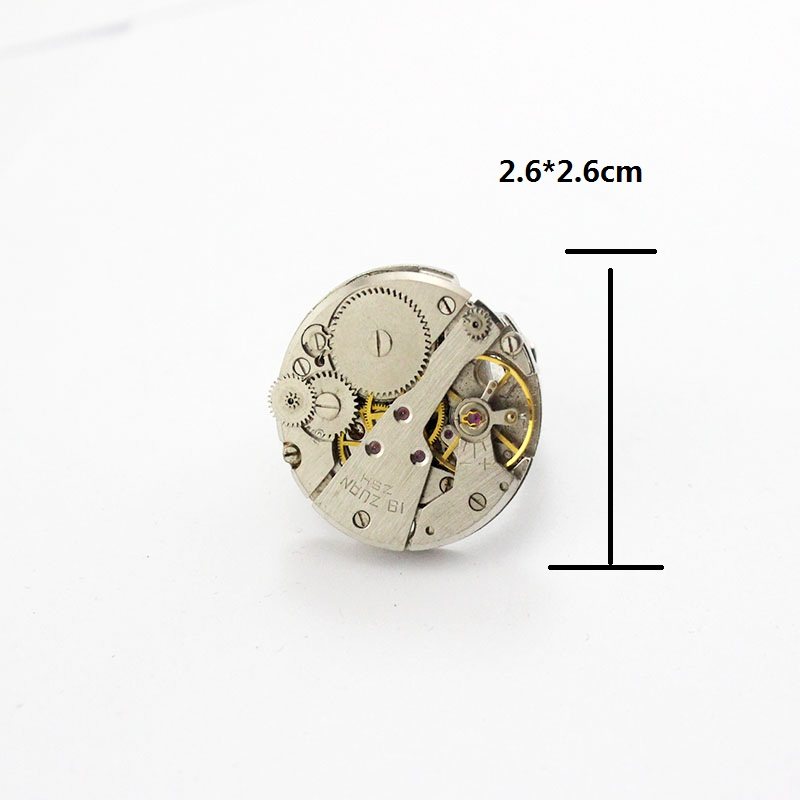 手工创工业时代蒸汽朋克复古歌特DIY机械表芯机芯戒指2.6cm女男