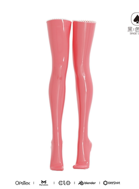 黑色 FD001定制乳胶过膝长筒袜美腿贴合包脚袜纯色+配置款