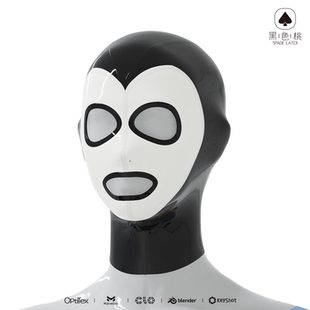 黑色桃定制乳胶头套桃心脸开眼口鼻全包乳胶头套